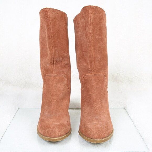 LUCKY BRAND Embrleigh Brown Suede Mid-Calf Boots - Picture 6 of 14